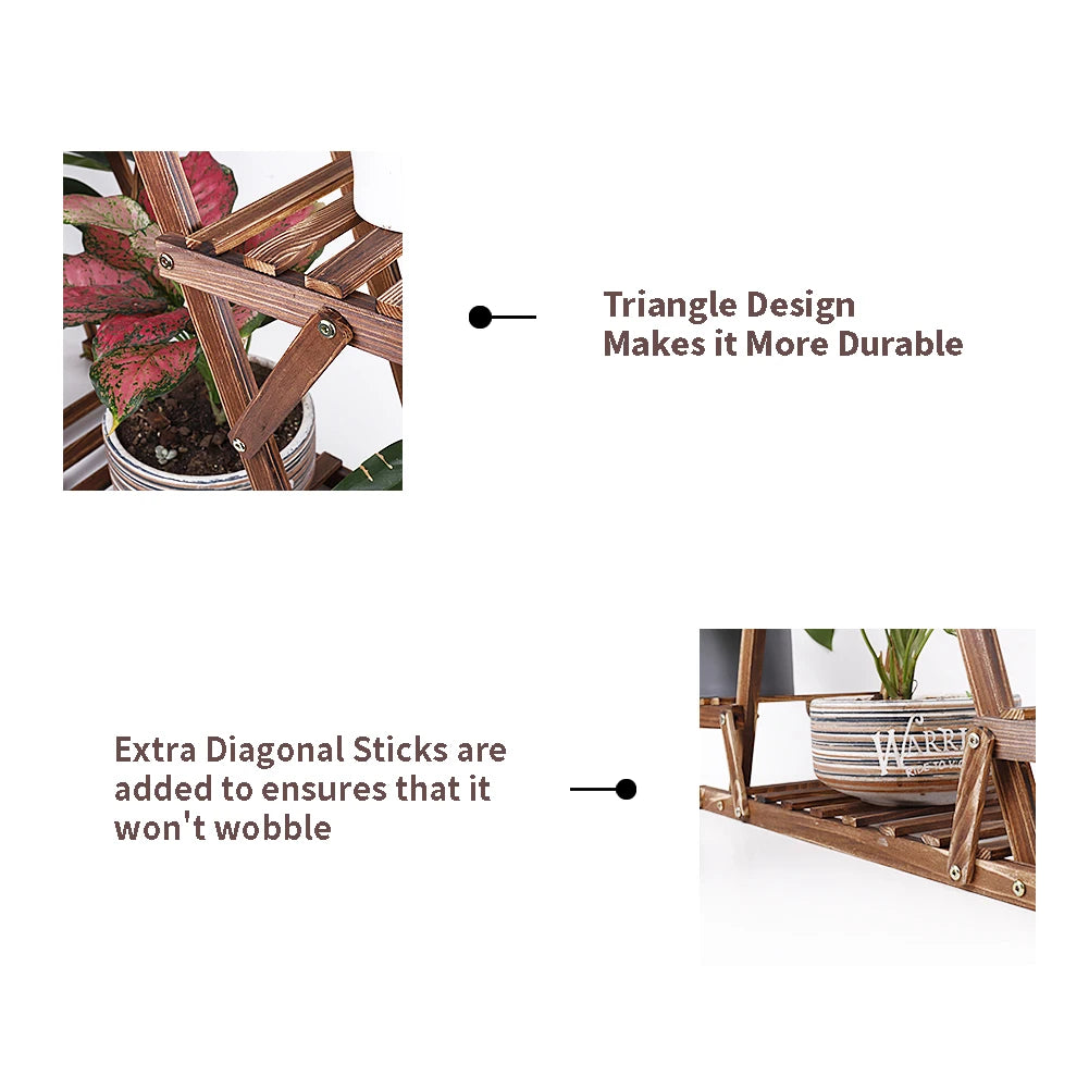 6-Tier Corner Wooden Plant Stand for Indoor & Outdoor Plants
