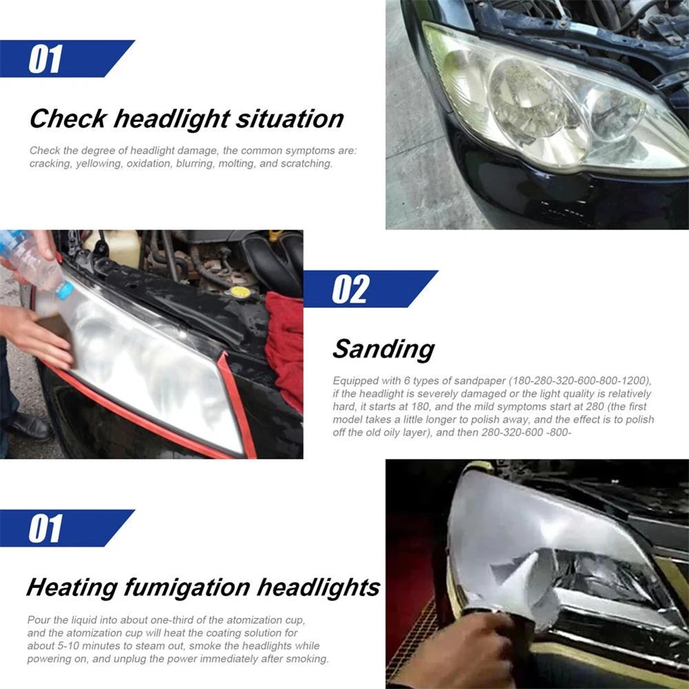 Car Headlight Restoration Kit – Scratch & Oxidation Repair