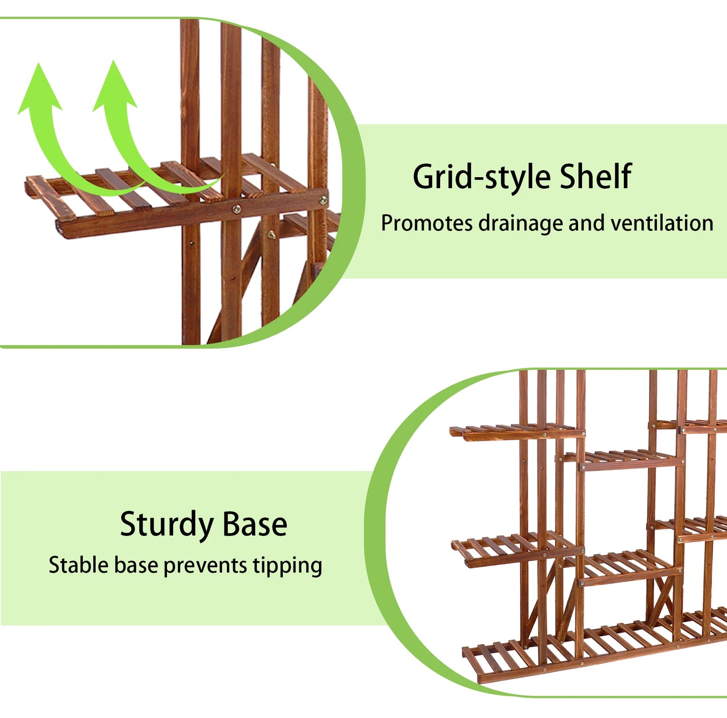 11-Tier Wooden Plant Stand for Indoor & Outdoor Plants