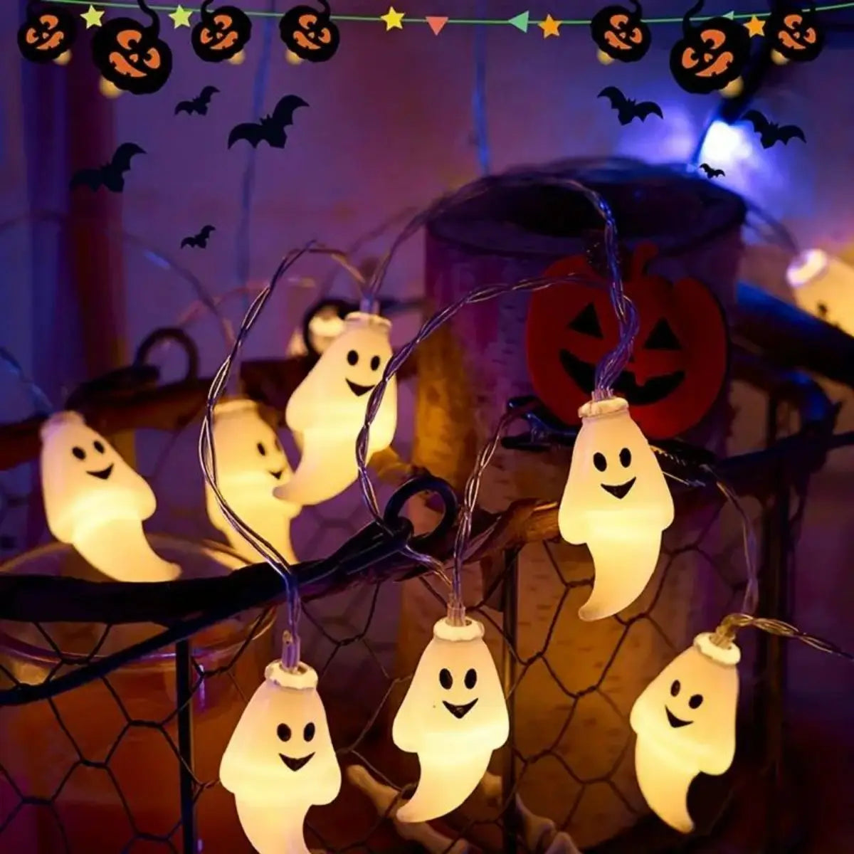 Mini Ghost Halloween String Lights, Battery Powered