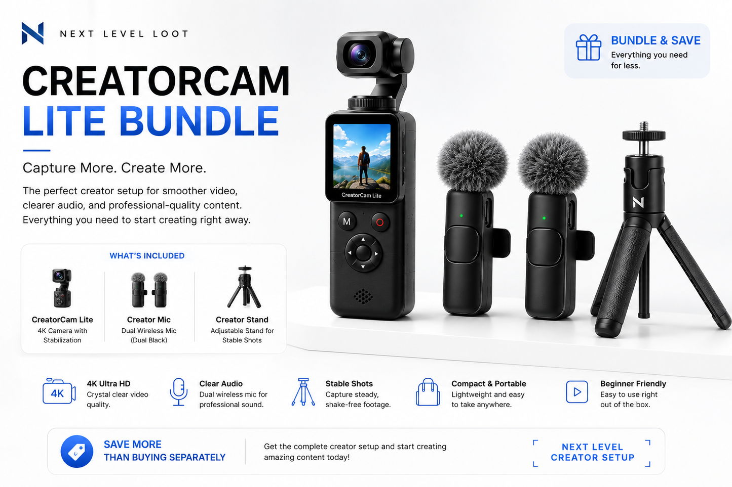 CreatorCam™ Lite Kit - Camera, Mic & Tripod