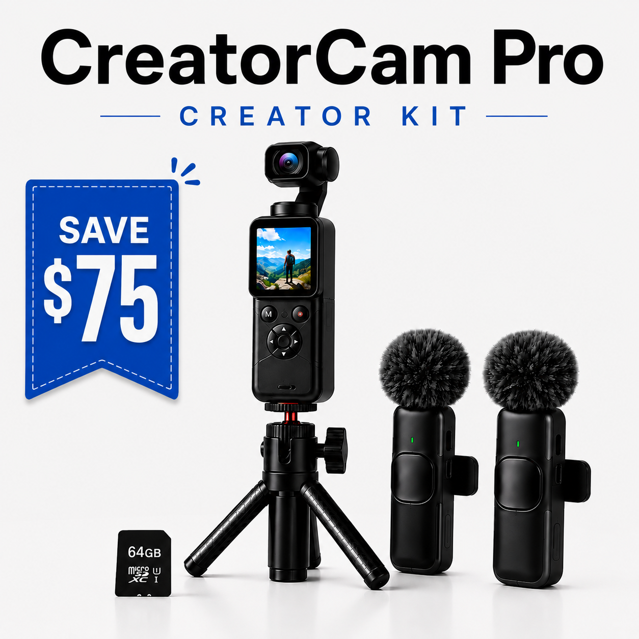 CreatorCam™ Pro Creator Kit -  Camera, Mic & Tripod