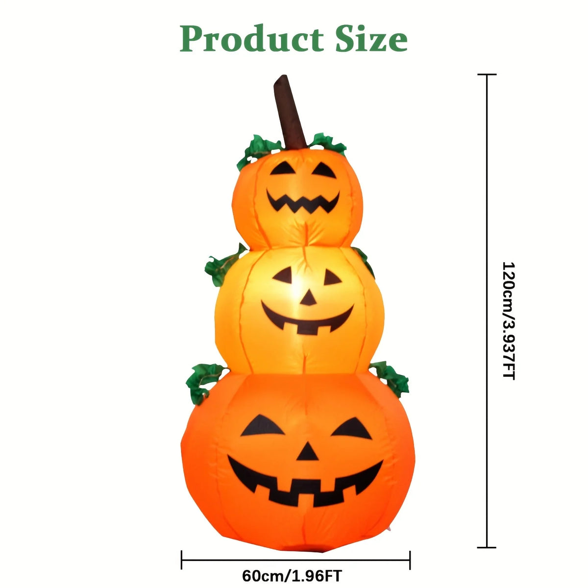 3.9FT Light Up Halloween Inflatable Pumpkins – Stacked Jack O Lantern LED Blow Up Yard Decoration for Outdoor Porch & Lawn