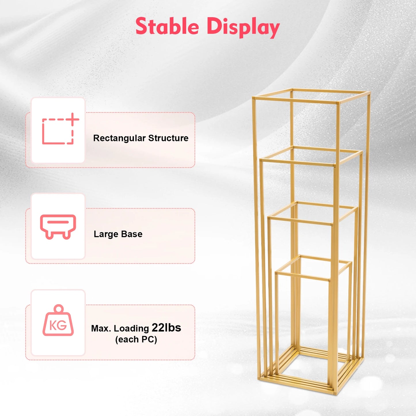 4-Piece Gold Wedding Flower Stand Set – Geometric Centerpiece Display