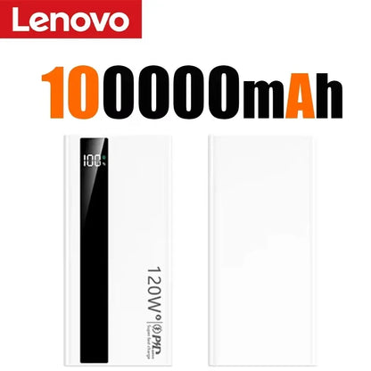 Lenovo 500000mAh 120W Portable Power Bank Large Capacity Super Fast Charge External Battery For Xiaomi Iphone 2026New