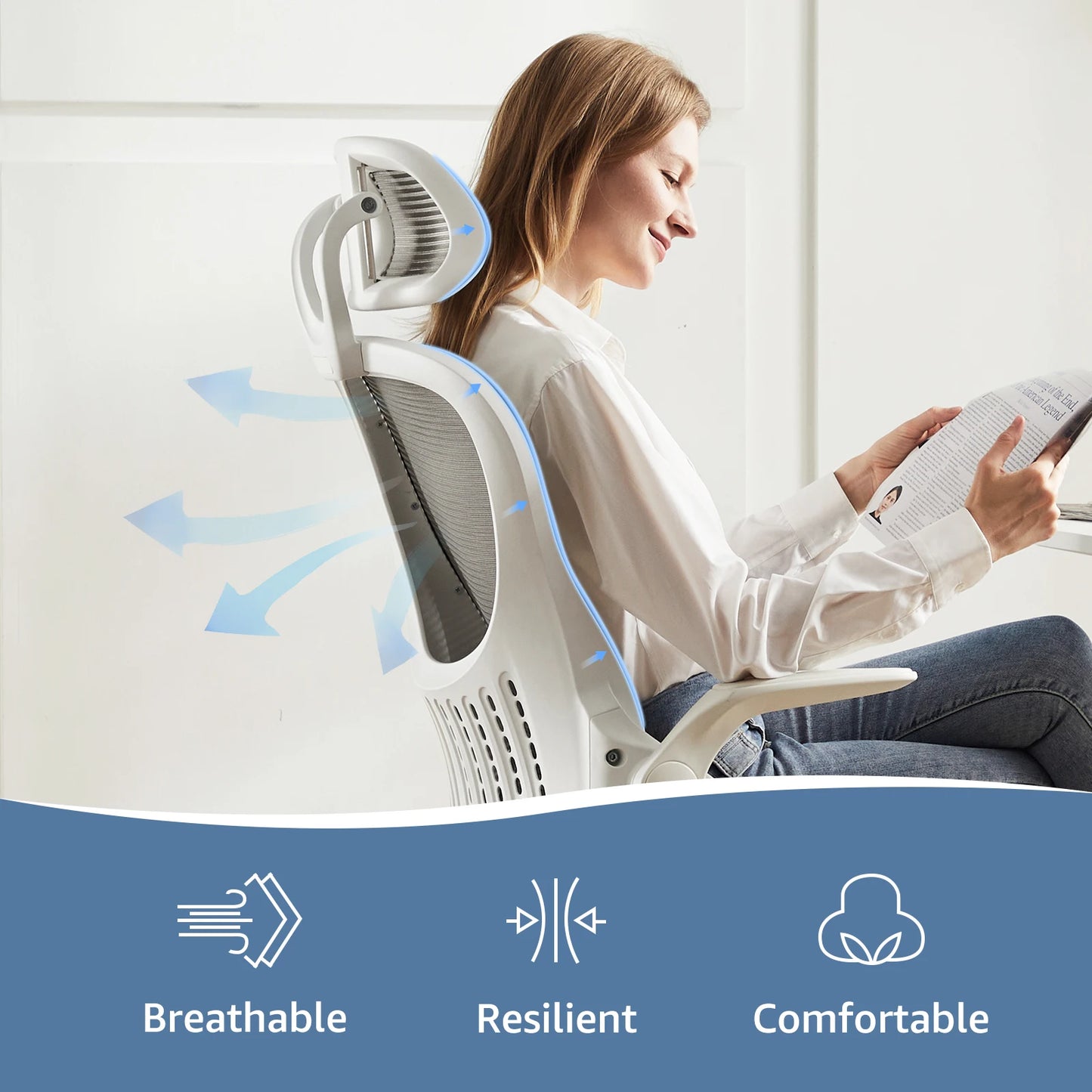 Ergonomic Mesh Office Chair with Adjustable Headrest & Flip-Up Arms