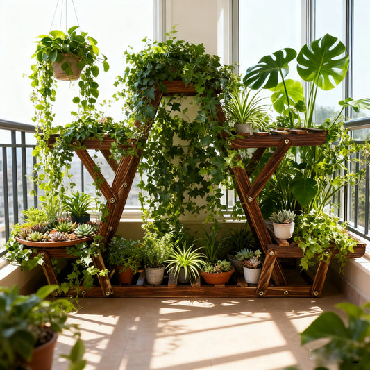 6-Tier Corner Wooden Plant Stand for Indoor & Outdoor Plants