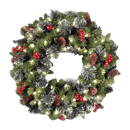 Pre-Lit Red Berry Christmas Wreath for Christmas and Holiday Décor