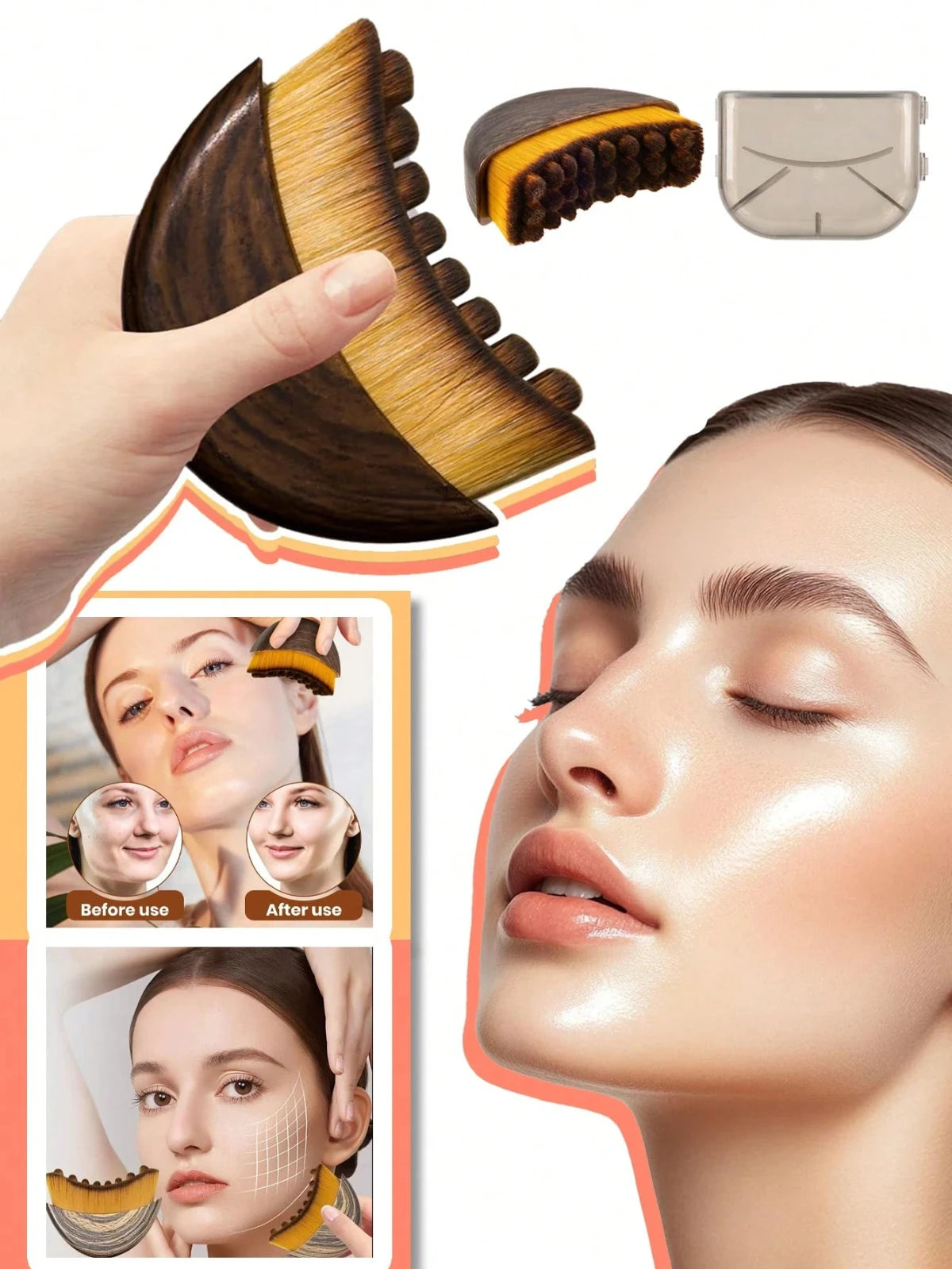 ContourGlow™ Facial Massage Brush | Soft Face & Jawline Massage Tool for Skincare Routine & Lymphatic Massage