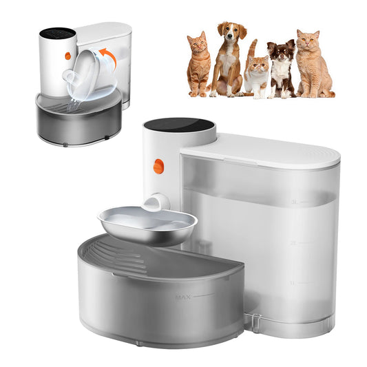 PureFlow™ 3L Stainless Steel Pet Water Fountain | Rechargeable Automatic Cat & Dog Water Dispenser with Quiet Filtration System
