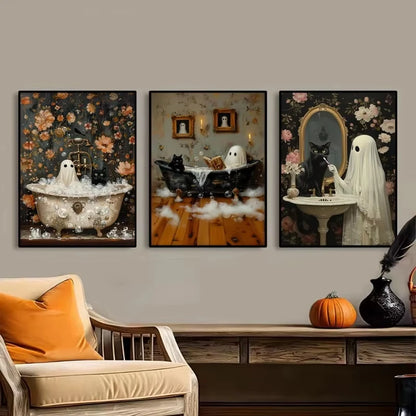 Spooky Nights™ DIY Halloween Diamond Painting Kit – Ghost & Black Cat Collection
