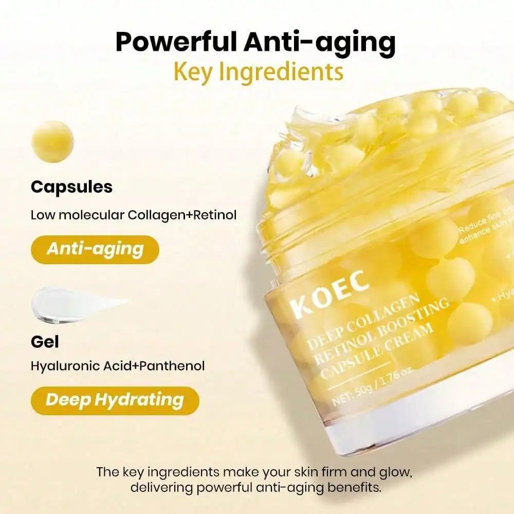 Deep Collagen Retinol Capsule Cream, Fade Dry Lines & Fine Lines, Improve Skin Sagging, Refine Pores & Skin Texture, Boost Skin Elasticity, Enriched With Collagen, Retinol & White Spicules, 1.69 Fl.Oz