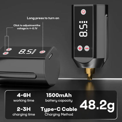 Poseidon™ Wireless Tattoo Pen Kit | Complete Tattoo Machine Kit with Power Supply, Practice Skin & Tattoo Inks