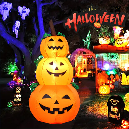 3.9FT Light Up Halloween Inflatable Pumpkins – Stacked Jack O Lantern LED Blow Up Yard Decoration for Outdoor Porch & Lawn