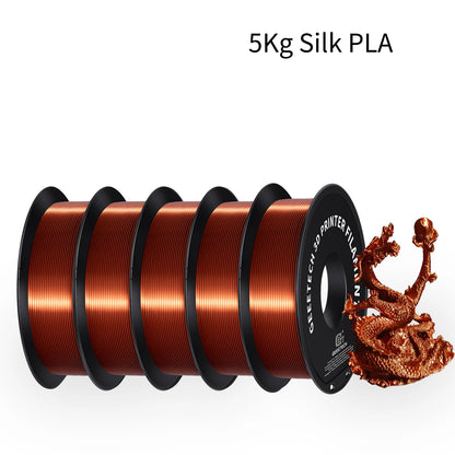 GEEETECH 5Kg 3D SILK PLA Filament 1.75mm SILK PLA Filament Smooth Silky Shiny Surface 3D Filament Fit For FDM Printers