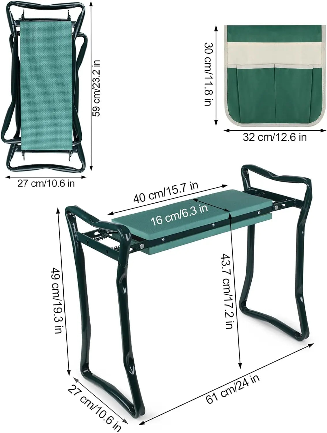 Folding Garden Kneeler & Seat with Tool Pouch