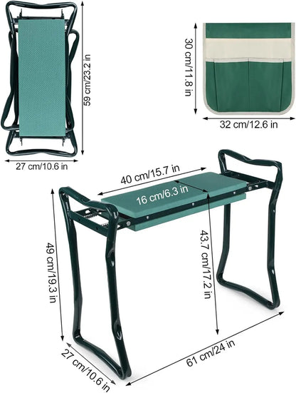 Folding Garden Kneeler & Seat with Tool Pouch