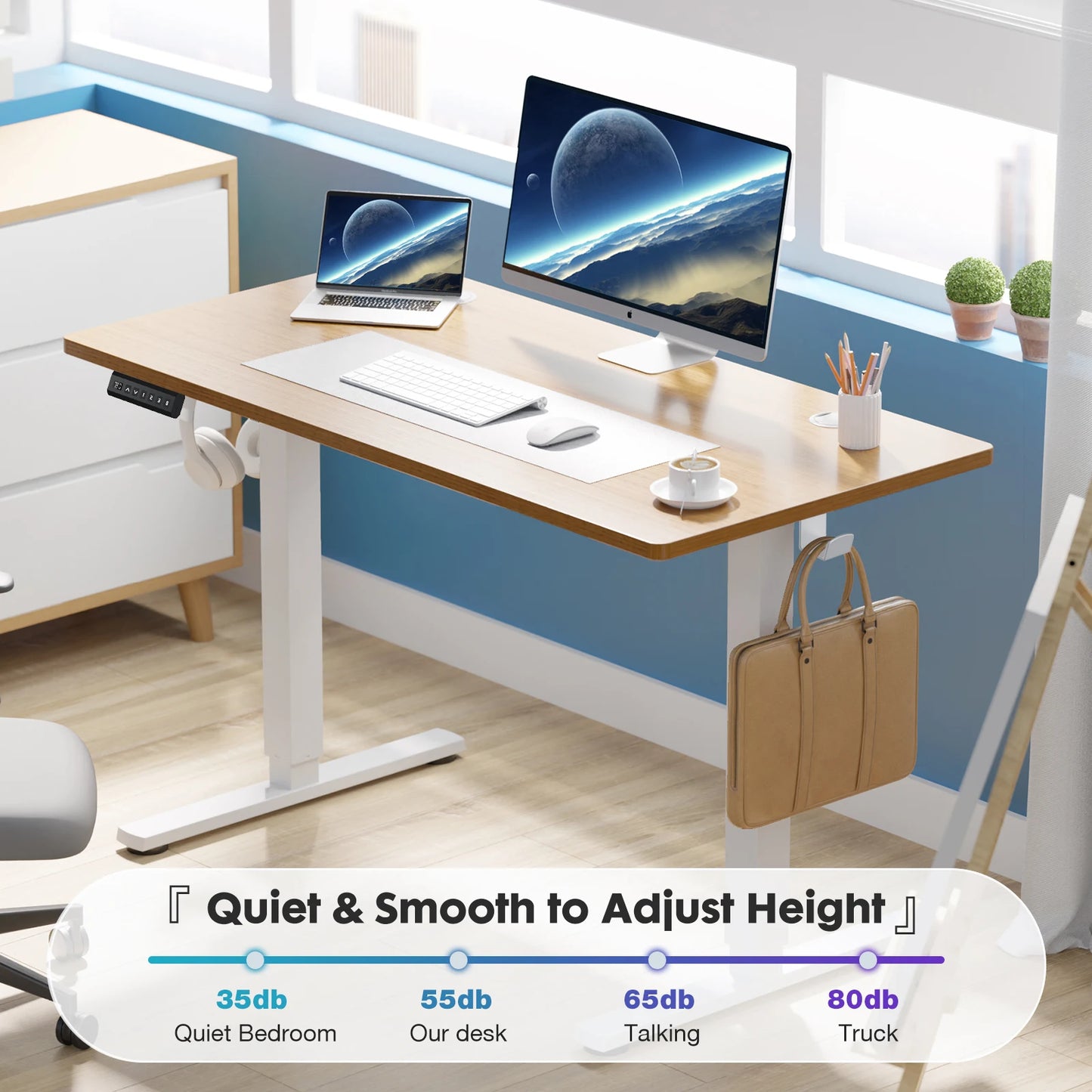 Electric Height Adjustable Standing Desk with Memory Presets (40" x 24")