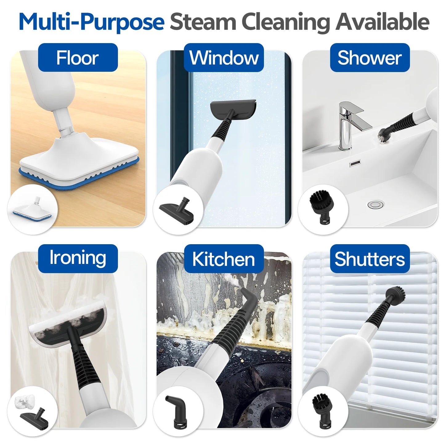 INSE Powerful Steam Mop High Temperature 6 in 1 Scrubbing Steam Cleaner Detachable Floor Steam Mop for Hard Floor Carpet Kitchen