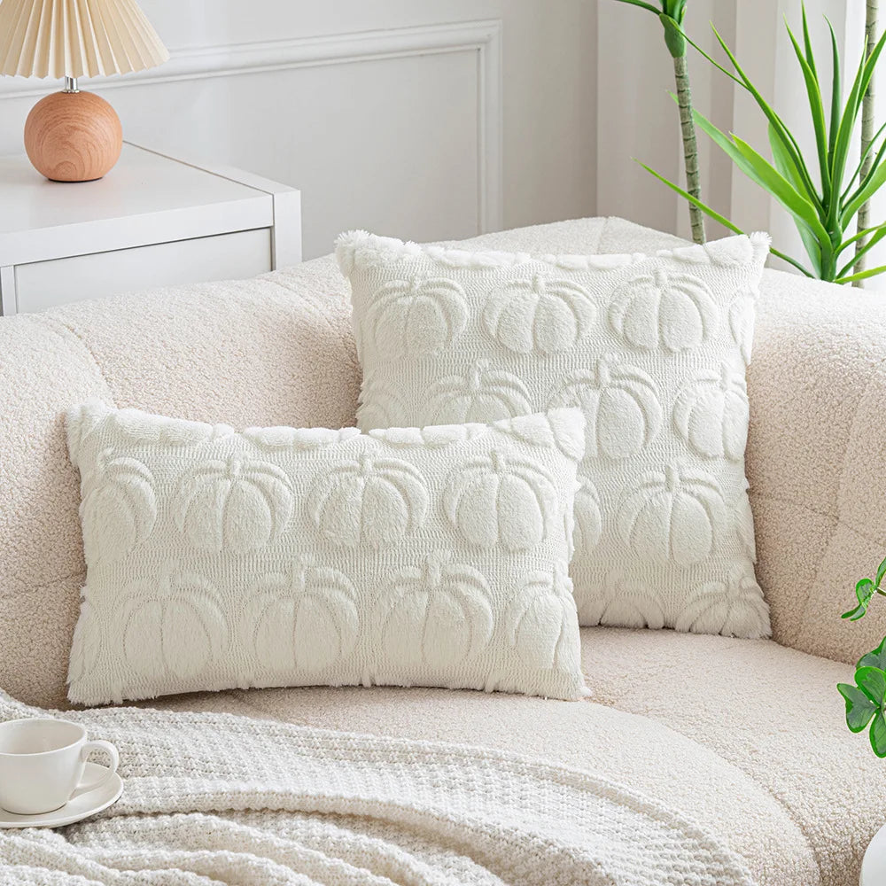 Pumpkin Throw Pillow Cover - Soft Faux Fur Cushion