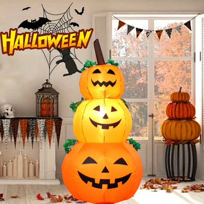 3.9FT Light Up Halloween Inflatable Pumpkins – Stacked Jack O Lantern LED Blow Up Yard Decoration for Outdoor Porch & Lawn
