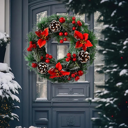 Christmas and Holiday Wreaths - Cedar, Pinecone, Berry, Snowy, Poinsettia