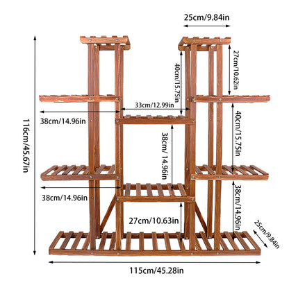 11-Tier Wooden Plant Stand for Indoor & Outdoor Plants