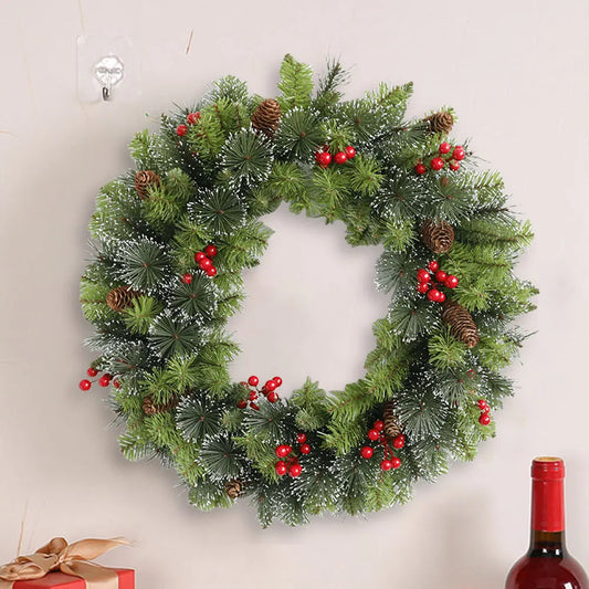 Pre-Lit Red Berry Christmas Wreath for Christmas and Holiday Décor