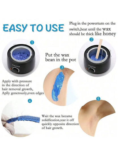 VIILIFE Waxing Kit Women Men Wax Warmer Hair Removal At Home With 6 Bags Beans Body Waxing For Eyebrows Nose Cheeks Arms Bikinis