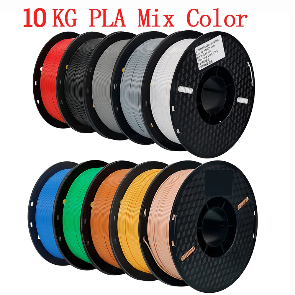 10KG/22LBS Multicolor PLA Filament 1KG/Roll 1.75mm For 3D Printer Material for 3D Printing 3D Printer Filament Free Shipping