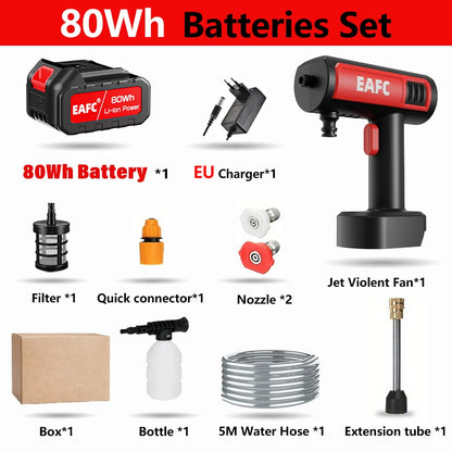 Electric High Pressure Washer 21V 60bar Cordless Portable Car Wash Spray Water Gun Outdoor Cleaner Machine Car Washing Tool