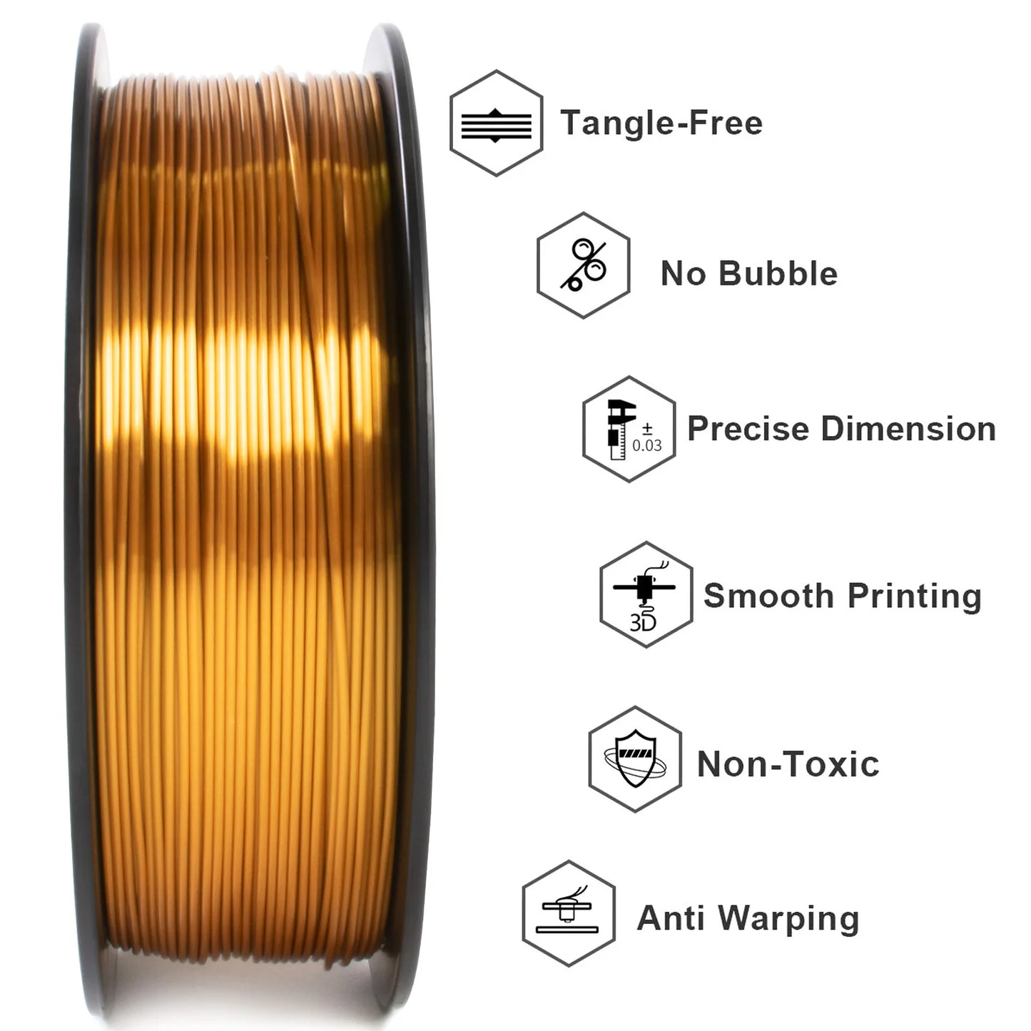 GEEETECH 5Kg 3D SILK PLA Filament 1.75mm SILK PLA Filament Smooth Silky Shiny Surface 3D Filament Fit For FDM Printers