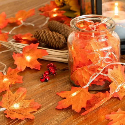 LED Maple Leaf Garland String Lights