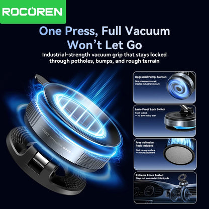 Rocoren Magnetic Phone Holder Vacuum Suction Cup Car Phone Holder Stand 360° Rotation Мagnet Holder Car Accessories Support Stan