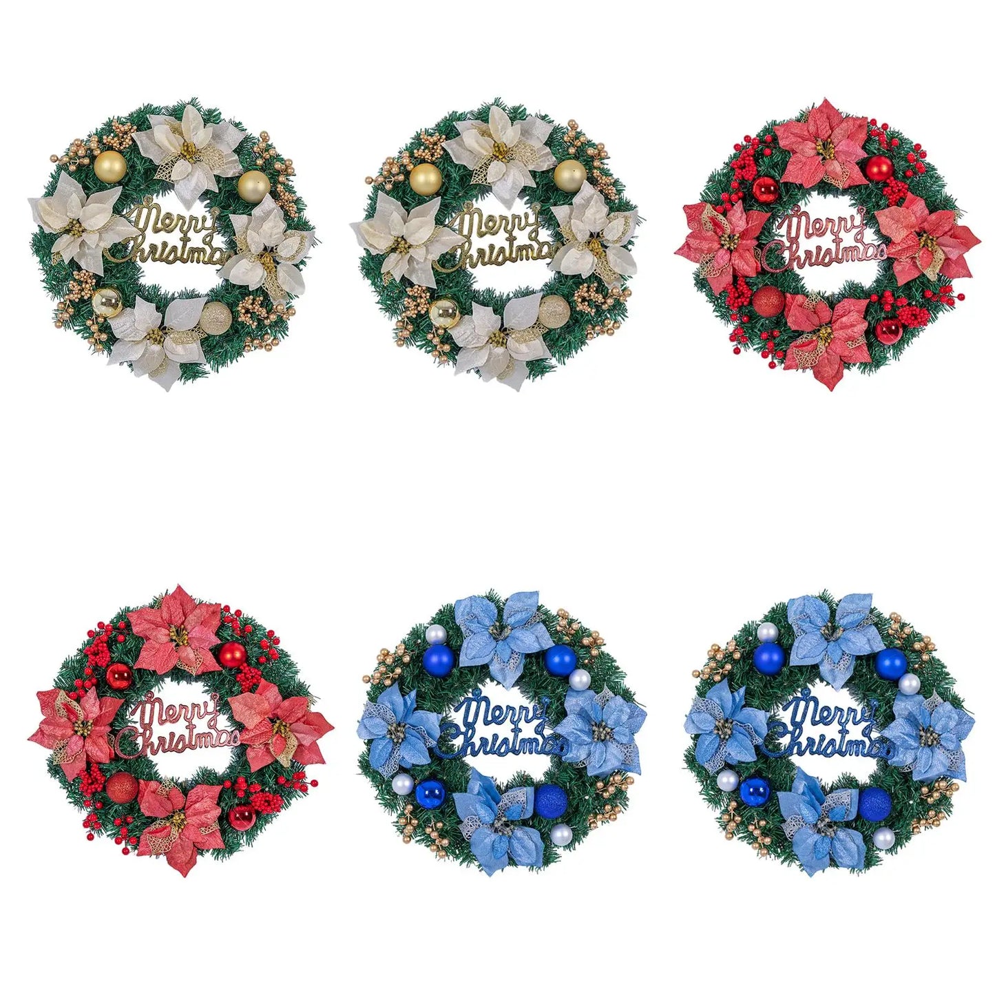Christmas Wreath for Holiday Outdoor - GOLD, RED OR BLUE
