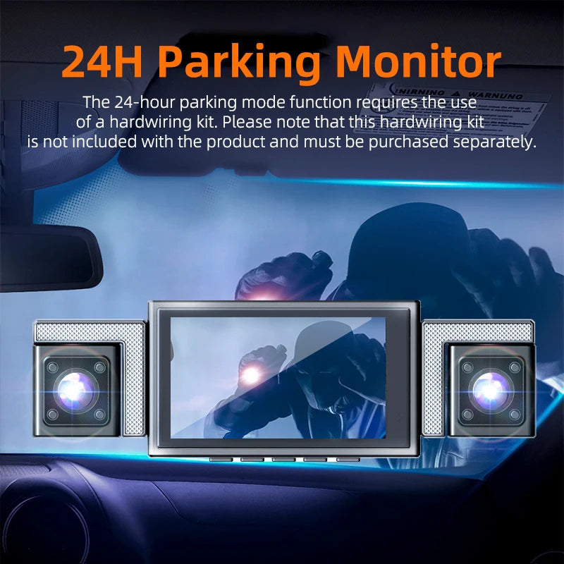 4K 360° WiFi Dash Cam with GPS & Quad Camera Recording
