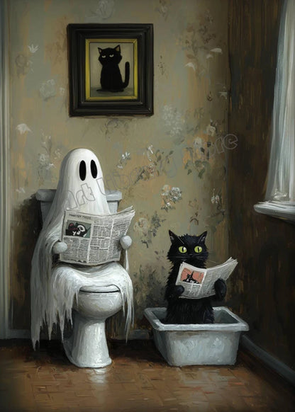 Spooky Nights™ DIY Halloween Diamond Painting Kit – Ghost & Black Cat Collection