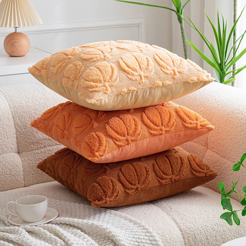 Pumpkin Throw Pillow Cover - Soft Faux Fur Cushion