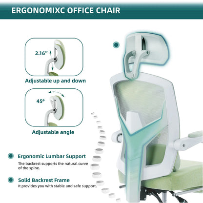 Ergonomic High-Back Mesh Reclining Office & Gaming Chair with Footrest