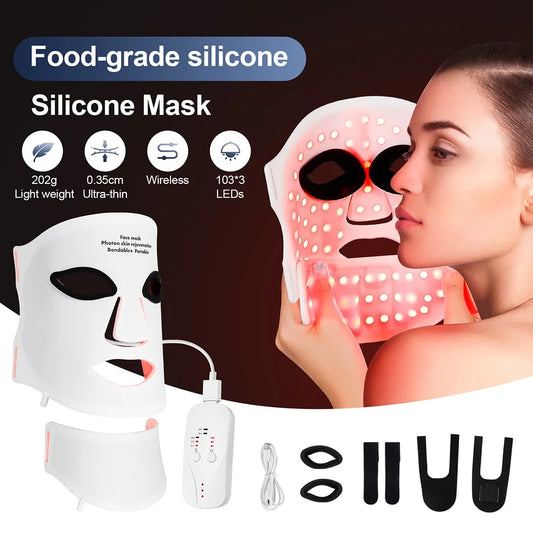 foreverlily 7-Color Wireless LED Face & Neck Mask | Flexible Silicone Rechargeable Skincare Mask