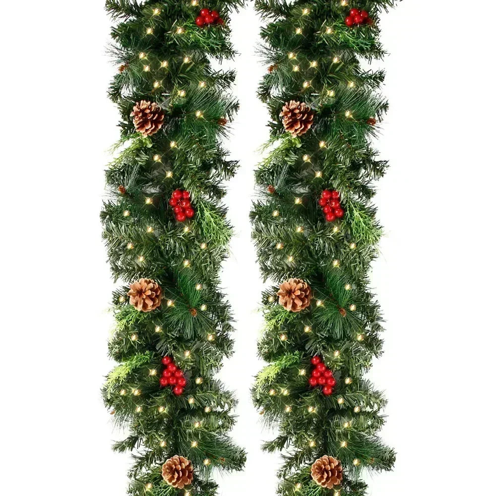 Christmas Garland with Pinecones and Berries - Pre-Lit Avaible - 6 Ft/ 9FT