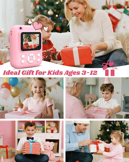 Kids Camera Instant Print,Instant Camera for Kids,2.5K UHD Digital Camera with 2.6" LCD, Dual Camera,16X Zoom, Games, 32G SD Card,Birthday Gifts for 3-10 Year Old Girls Boys