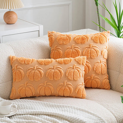 Pumpkin Throw Pillow Cover - Soft Faux Fur Cushion