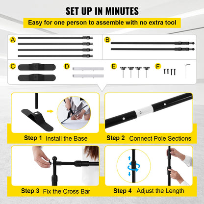 SucceBuy 3x2.4M Backdrop Background Stand Adjustable Telescopic Backdrop Banner Stand for Photocall Video Wedding Event Party