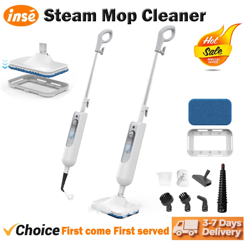 INSE Powerful Steam Mop High Temperature 6 in 1 Scrubbing Steam Cleaner Detachable Floor Steam Mop for Hard Floor Carpet Kitchen