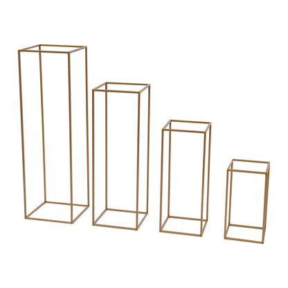 4-Piece Gold Wedding Flower Stand Set – Geometric Centerpiece Display