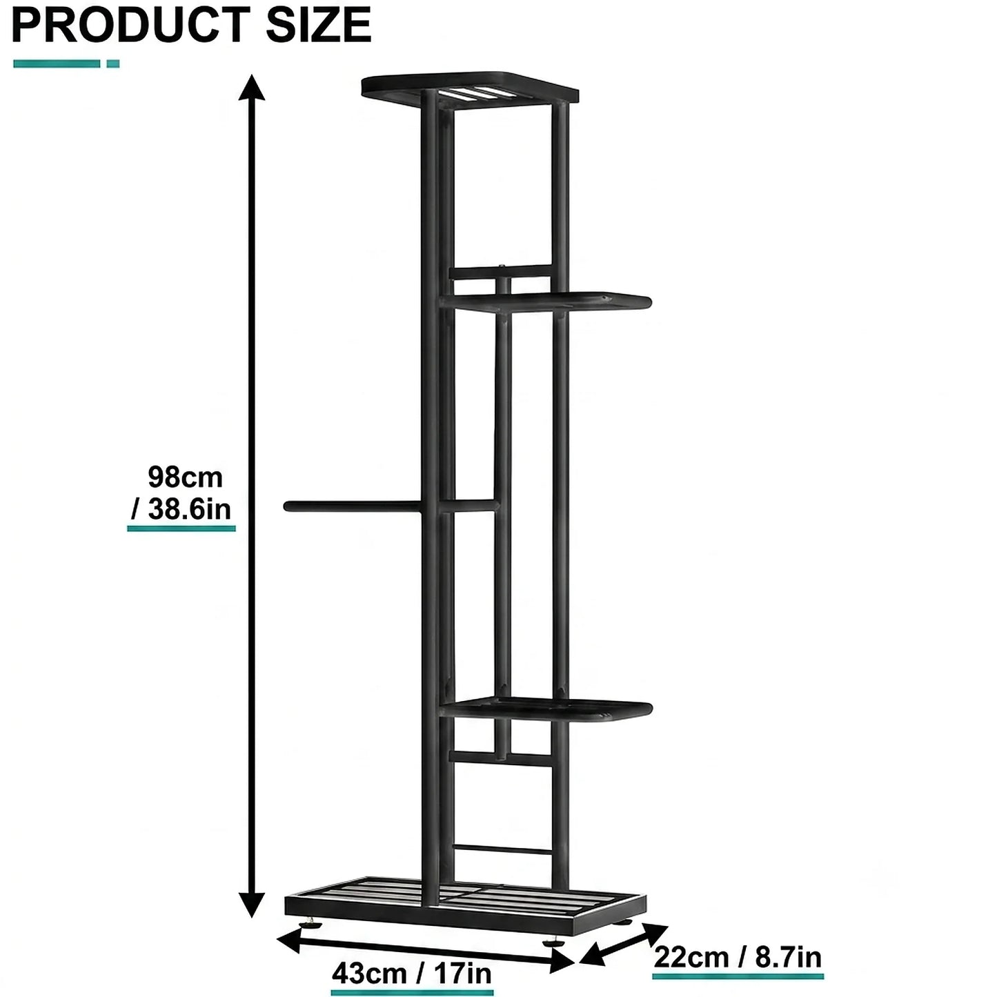 5-Tier Metal Plant Stand for Indoor & Outdoor Plants