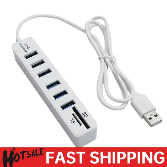 ConnectHub™ 8-in-1 USB Hub | 6 USB Ports + SD/TF Card Reader | Plug & Play USB Splitter for Laptop, PC & Desktop