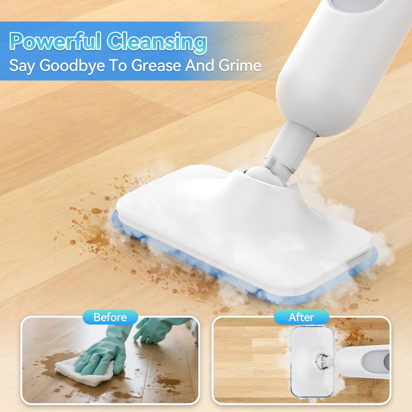 INSE Powerful Steam Mop High Temperature 6 in 1 Scrubbing Steam Cleaner Detachable Floor Steam Mop for Hard Floor Carpet Kitchen