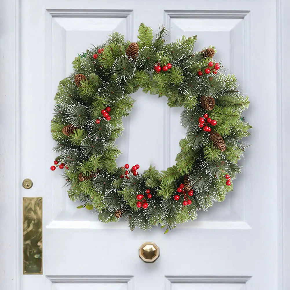 Pre-Lit Red Berry Christmas Wreath for Christmas and Holiday Décor